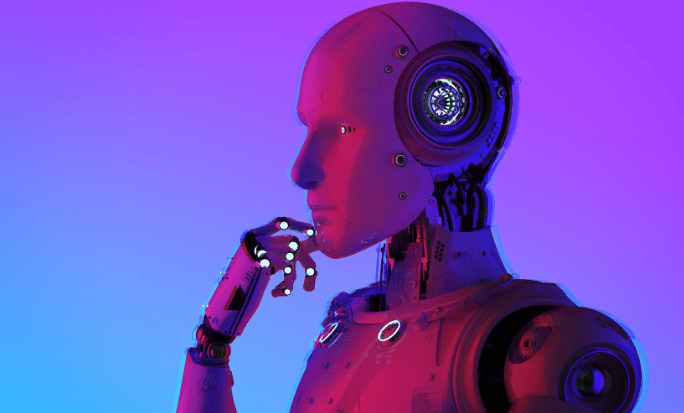 robot in the thinking man position