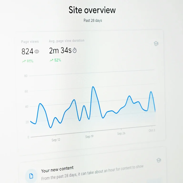Google Analytics results, close up on a laptop screen.